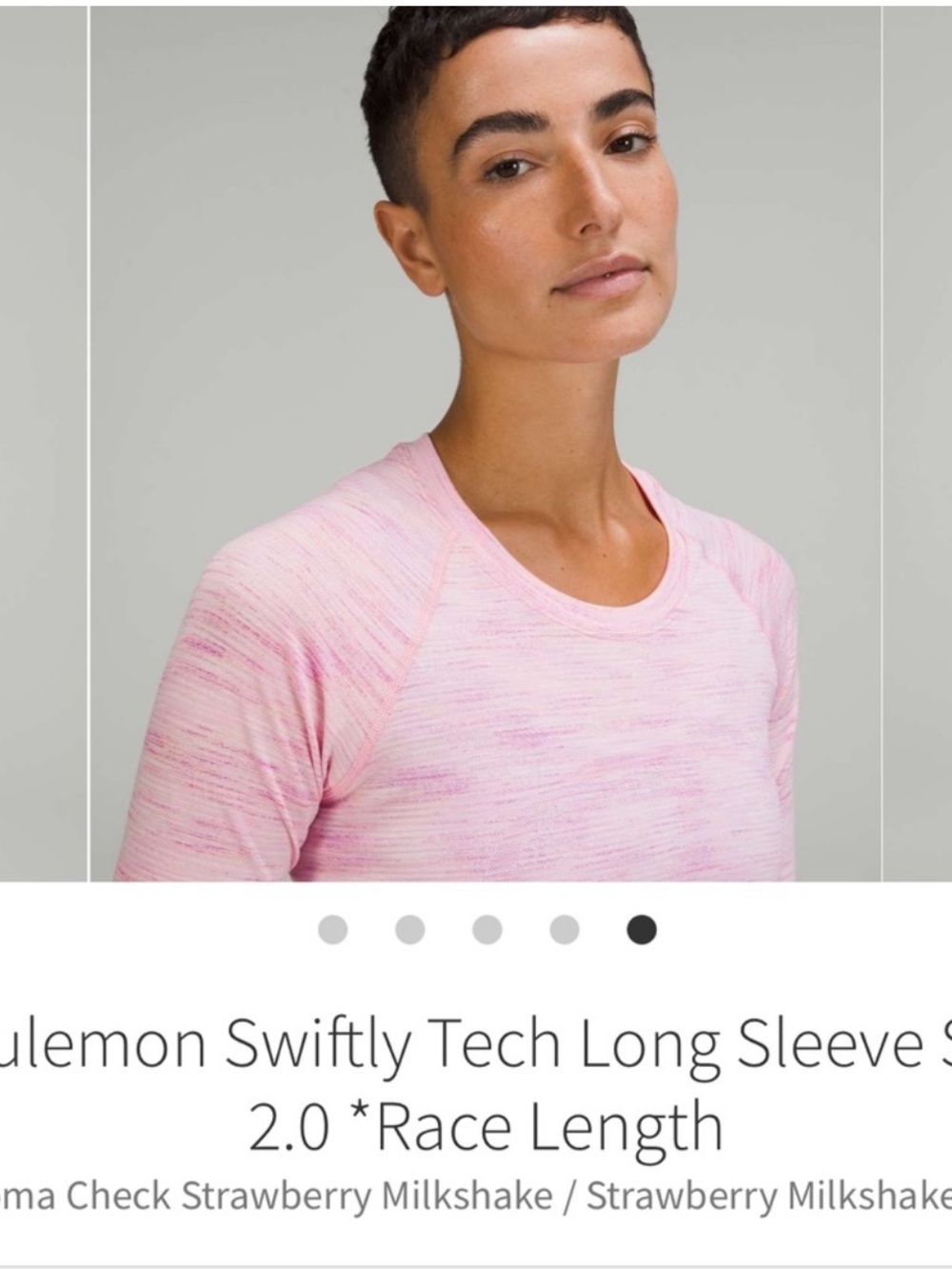 Lululemon Swiftly Tech 2.0 LS Race Length Chroma Check Strawberry Milkshake Sz 4